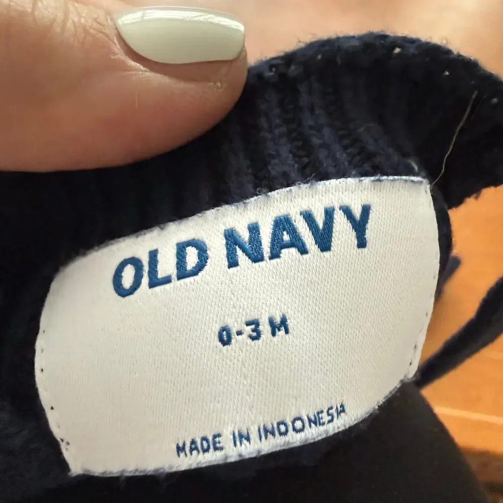 NWT Old Navy Navy Blue Sweater Overalls Romper Knit 0-3 Months Baby Boy Girl